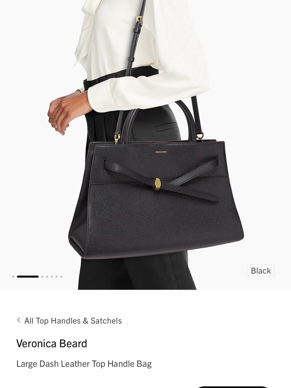 Veronica Beard Black Leather Large Dash Top Handle Bag. Pristine condition!